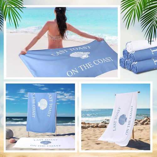 Peryiter 6 Pcs Last Toast on The Coast Bachelorette Beach Towels 30 x 60 Bride Tribe Bridesmaid Gift for Bachelorette Party Supplies for Wedding Honeymoon Engagement Party