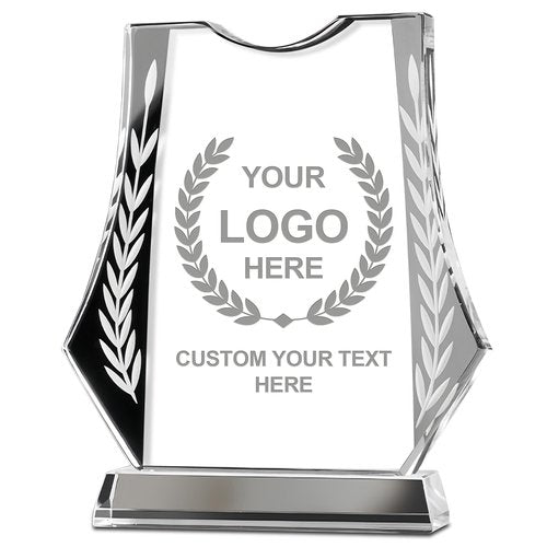 Emoragifou 8.27 x 5.9??Custom Crystal Trophy Award, Customized Engraved Crystal Award Plaque with Your Logo/Emblem/Text, Personalized Awards and Trophies for Sports, Corporate Events, Games Nights