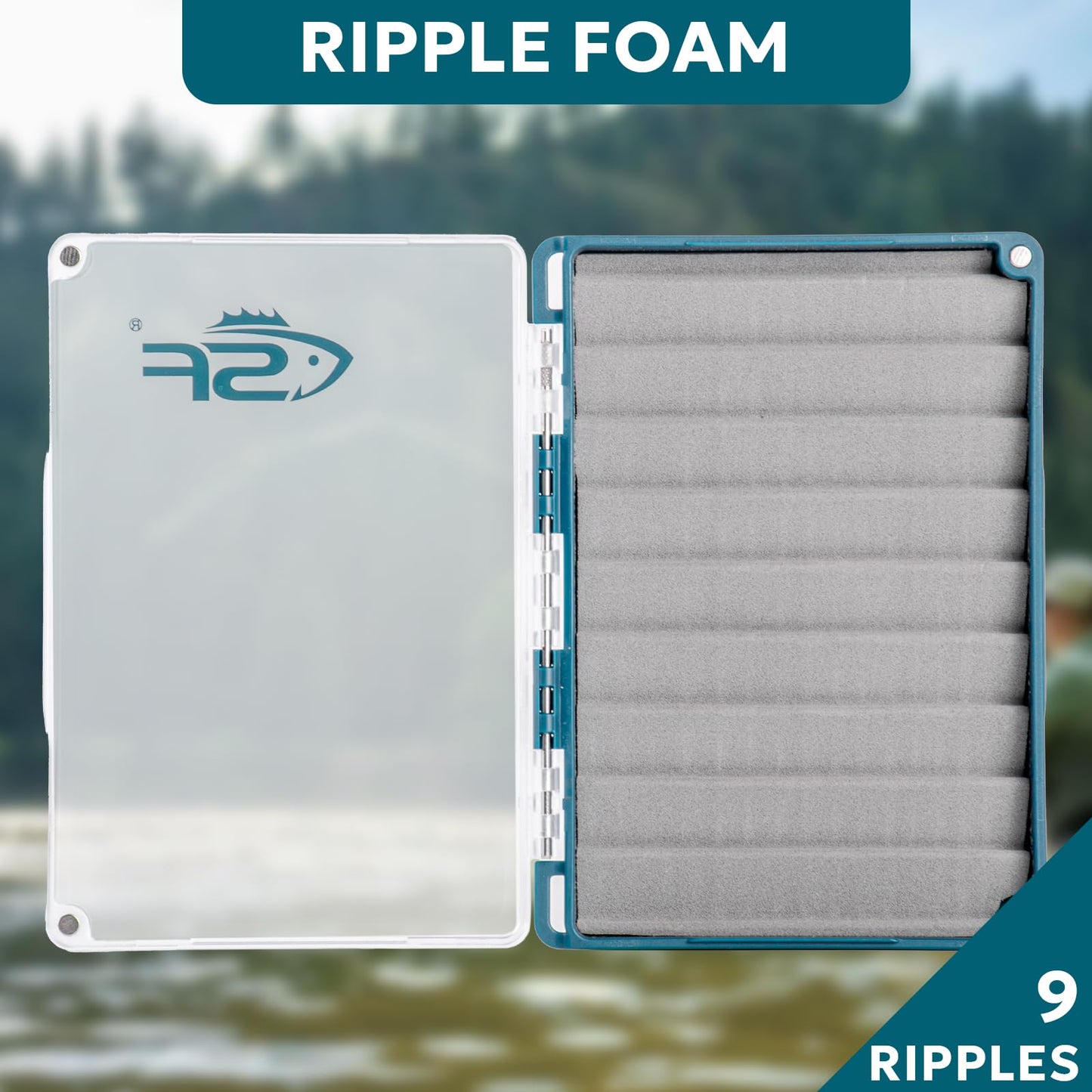 SF Fly Fishing Box Magnetic Closure Ripple Foam Polycarbonate Material Clear Lid Trout Flies Fly Box, Small