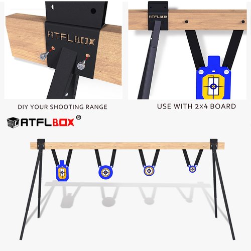 ATFLBOX AR500 Steel Target for Shooting Stand System Set, 63 Inch Adjustable Height, 3/8'' Thick 7''x12'' Silhouette and 4'' 6'' 8'' Gong Targets, 10pcs Paper Targets and Target Holder Expansion Kit