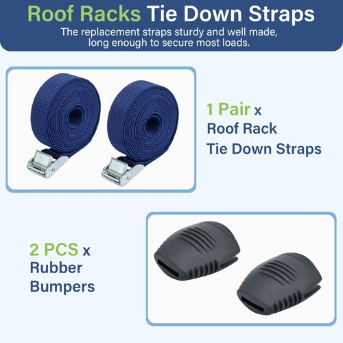 Tie Down Straps for Thule Roof Mount Racks, Roof Rack Locking Straps Compatible with Thule Bars, Yakima Bars, Factory Bars Surfboard, Paddleboard or Kayak - 9 FT (1 Pair)