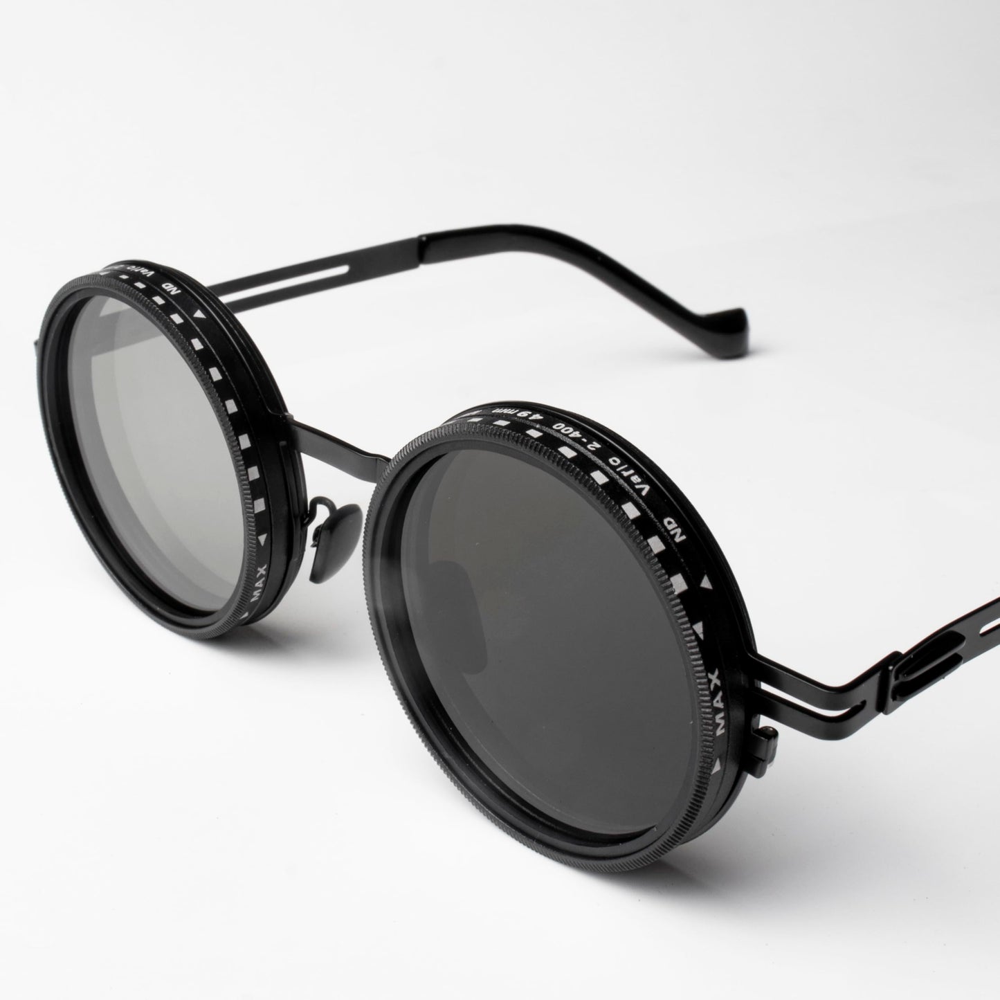 Adjustable Tint Sunglasses, 1-9 Gears Steampunk Retro Metal Round Polarized Glasses with ND Filter Lenses