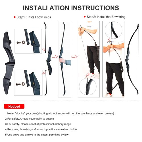 TOPARCHERY Archery 57" Takedown Youth Recurve Bow Hunting Black Long Bow for Beginner Teenagers Right Left Hand Black - Draw Weight 20lbs 30lbs (20)