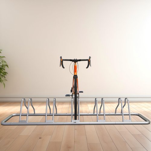Simple Houseware 5 Bike Bicycle Floor Parking Adjustable Storage Stand, Silver