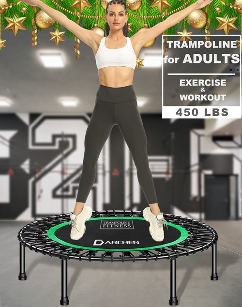 DARCHEN 450 lbs Mini Trampoline for Adults, Indoor Small Rebounder Exercise Trampoline for Workout Fitness for Quiet and Safely Cushioned Bounce, [40 Inch]