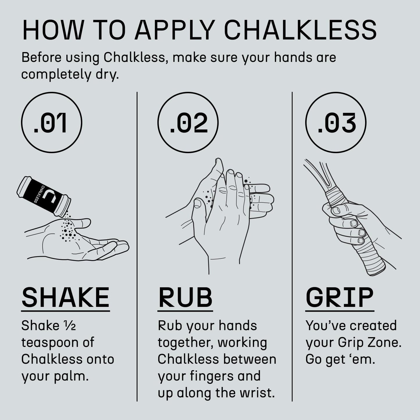Chalkless Black Grip Enhancer – Premium Liquid Chalk Alternative & Less Mess Hand Chalk for Bouldering, Baseball, Tennis, Football, Archery, Golf, and More, Non-Toxic Long-Lasting & Reliable