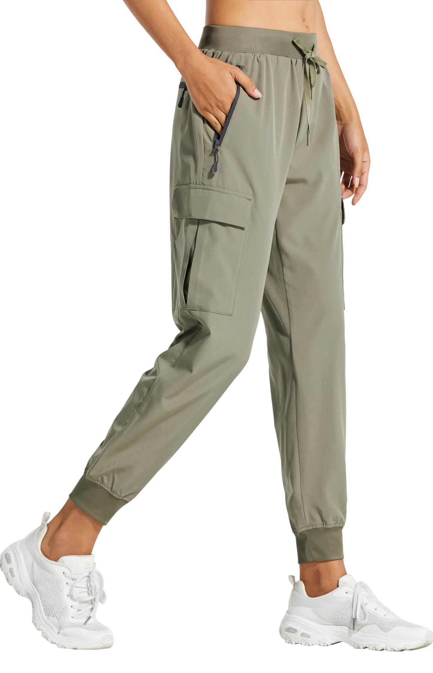 Libin Women's Cargo Joggers Lightweight Quick Dry Hiking Pants Athletic Lounge Casual Travel, Silver Sage M