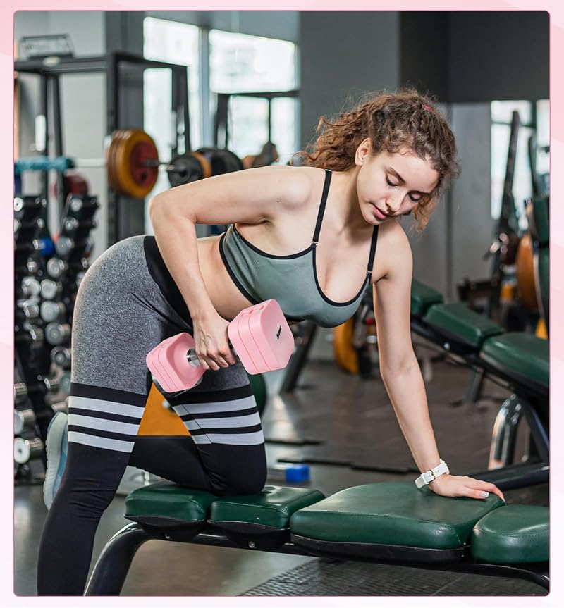 Upspeed 15 lb Adjustable Dumbbells Set for Home Gym - Pink