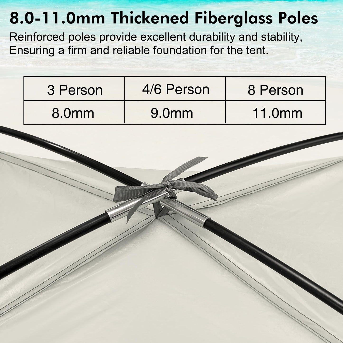 WhiteFang Beach Tent Anti-UV Portable Sun Shade Shelter for 8 Person, Extendable Floor with 3 Ventilating Mesh Windows Plus Carrying Bag, Stakes and Guy Lines (Baby's Breath)