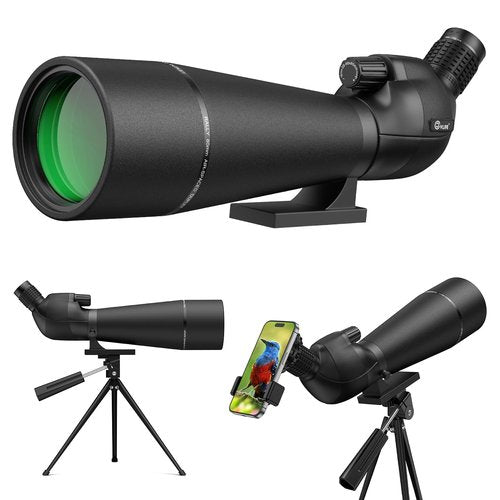 CVLIFE 20-60x80MM Spotting Scope, Spotting Scopes for Target Shooting, BAK4 HD Waterproof Spotter Scope for Birding and Wildlife with Tripod, Phone Adapter and Carrying Bag, Black