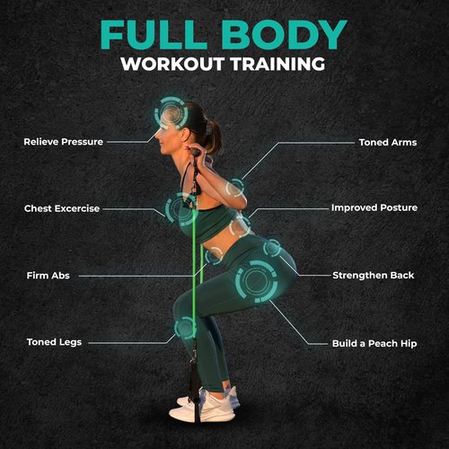 Repston Pilates Bar Kit with Resistance Bands - Home Gym Equipment - Workout Equipment for Women and Men - Pilates Equipment with Adjustable Resistance Bands (Straight, Black)