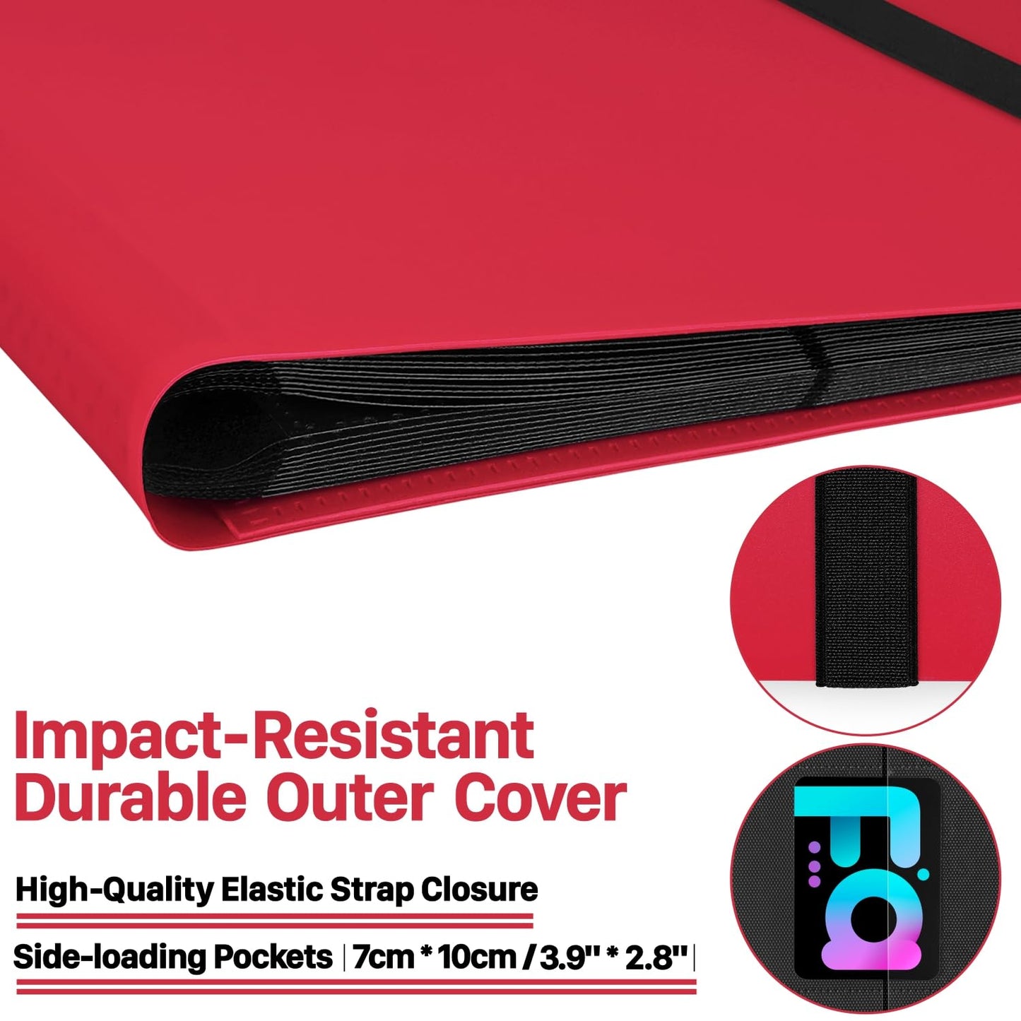 (2025) Trading Card Binder 9 Pocket, Premium Sports Collection Binder Game Cards Book with Sleeves Side Loading, Anti-open Strap Double Sided Waterproof 360 Card Folder