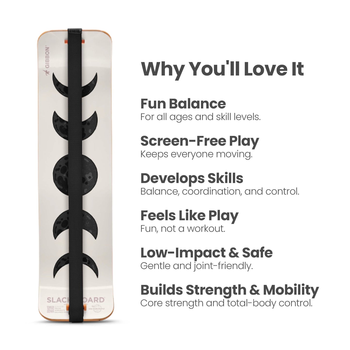 GIBBON SlackBoard with Stand - GiBoard Balance Board Kids & Adults - Slackline Balance Trainer - Slack Board Core Workout Equipment Home Gym Training - Standing Desk Exercise - Yoga, Agility, Pilates