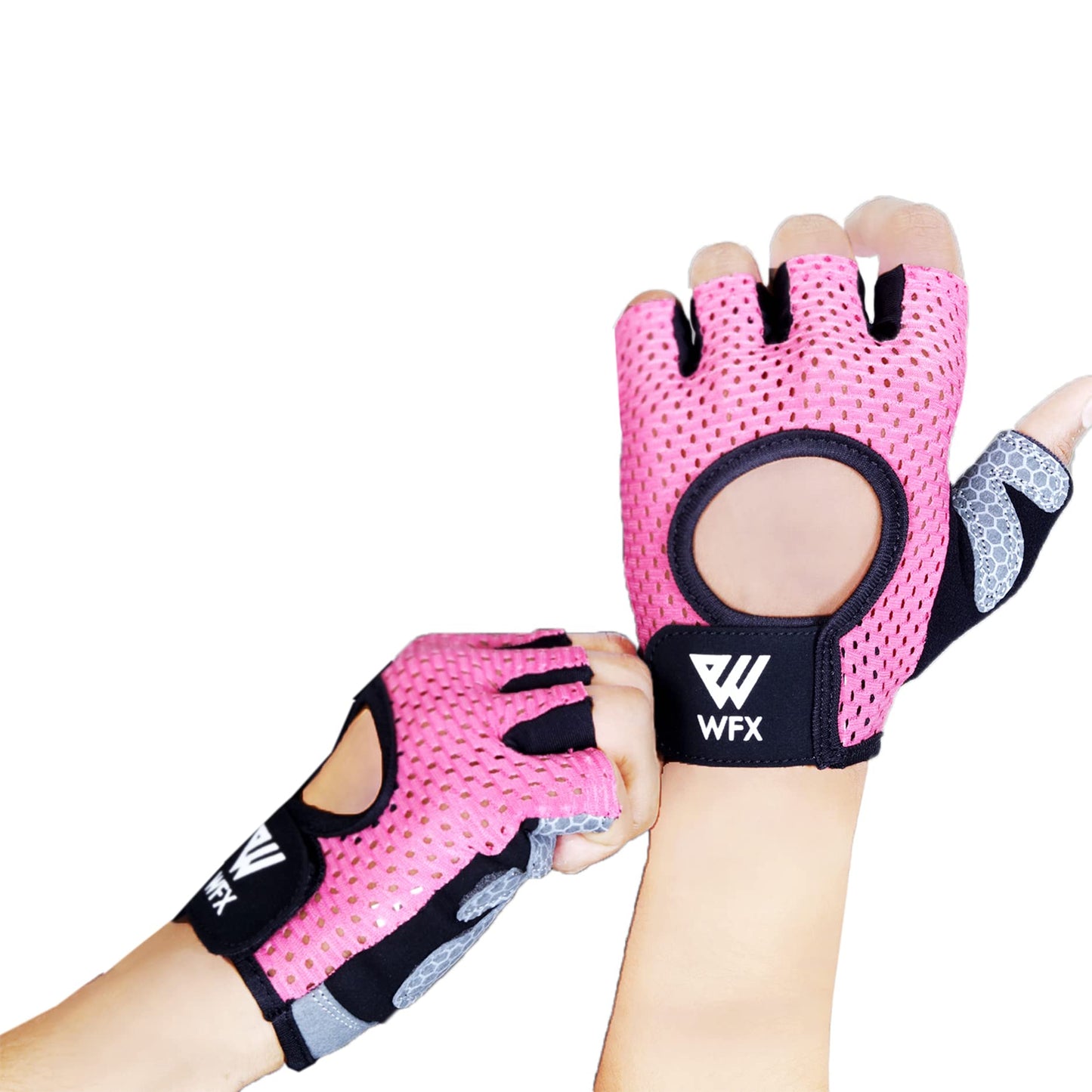 WESTWOOD FOX Weight Lifting Gloves for Men Women Gym Gloves with Wrist Wrap Support for Workout Training Exercise Fitness Hanging, Pull ups for Dumbbell, Cycling (Pink Without Wrist Support, Small)