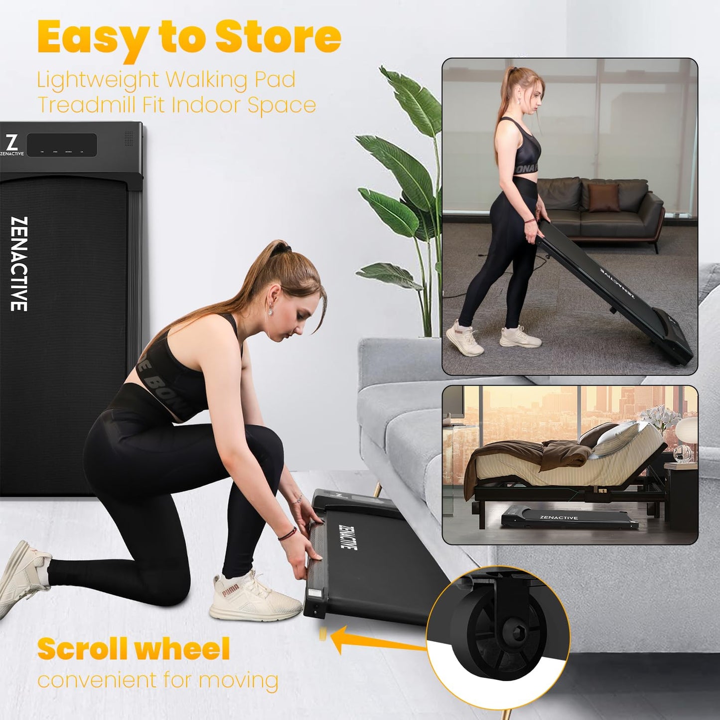 TOUSAINS Walking Pad Under Desk Treadmill, Ultra Slim Portable Walking Machine for Home Office, Installation-Free Mini Treadmill with Remote Control & LED Display, Quiet Walkingpad for Small Space