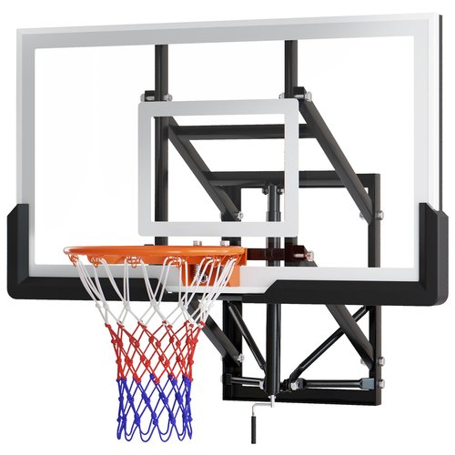 LotFun 54 Inch Wall Mount Basketball Hoop, 8-20FT Height Adjustable Basketball Backboard and Rim, Backboard for Indoor/Outdoor Garage, Gym, School, Driveway