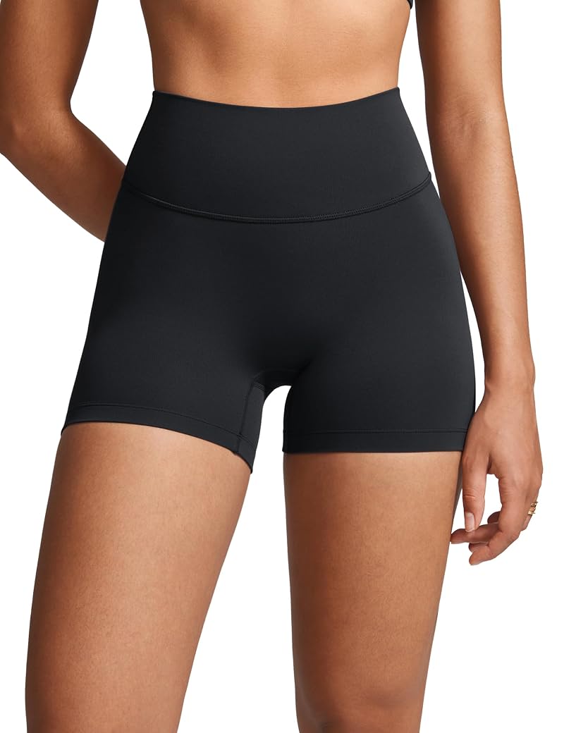 INGIA No Front Seam Biker Shorts 4'' Inseam - Black, 4'' - Small