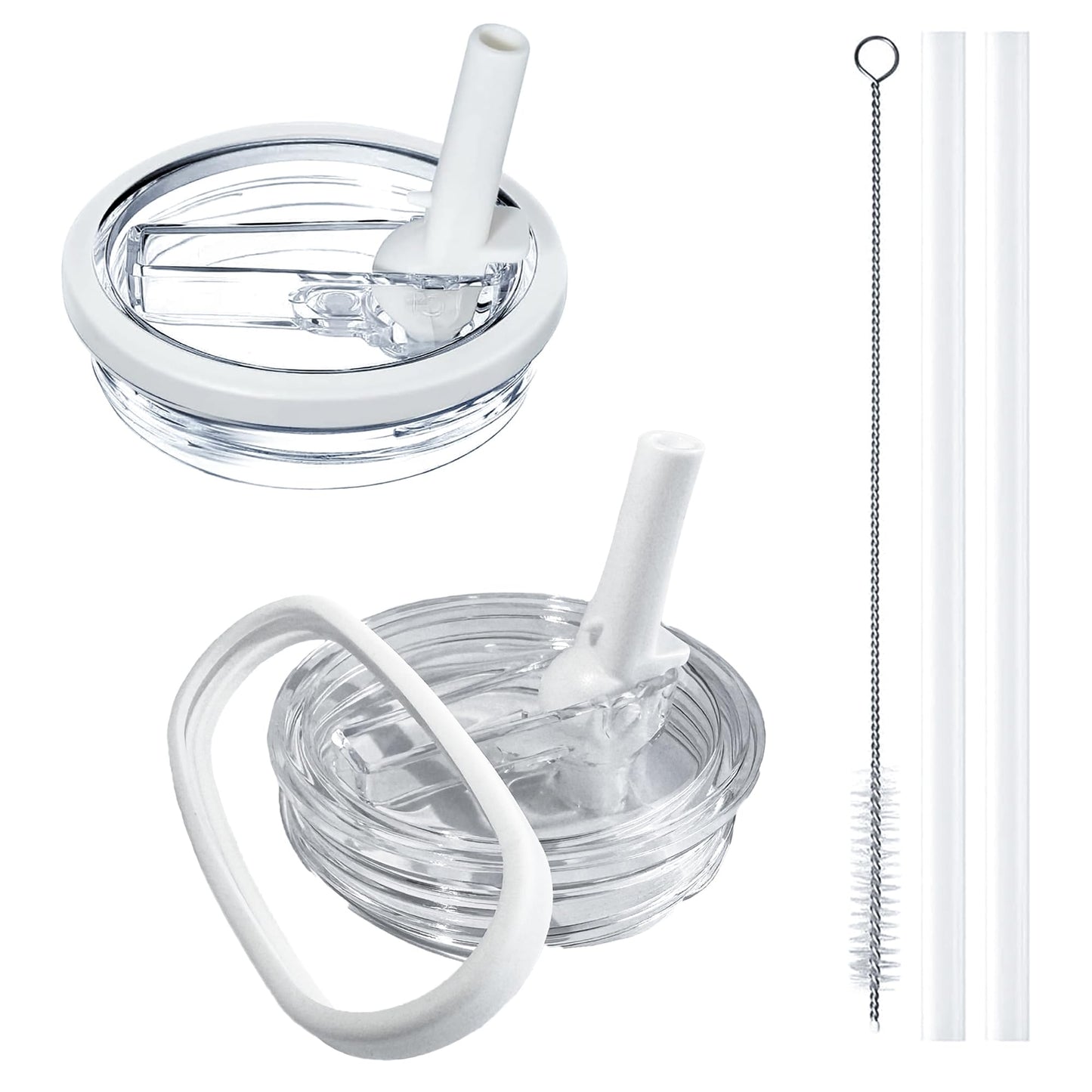 Aooiiysd 2 Pack Stanley Lid Replacement 40 oz, with Leak Proof and Flip Straw Lid, Stanley Cup Accessories, for Stanley Quencher H2.0 40 oz Tumbler (Only), BPA Free (Milk White)
