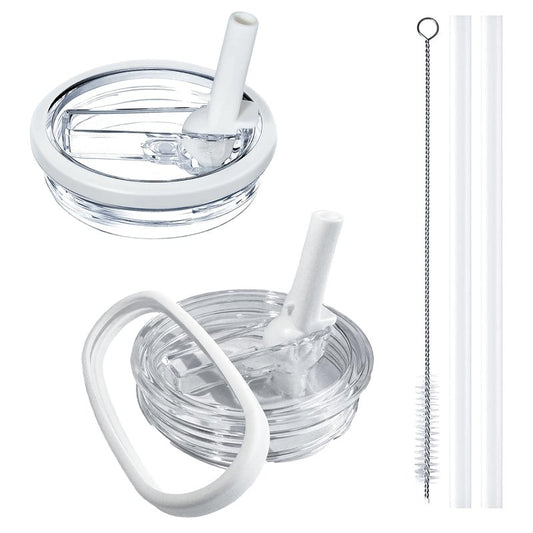 Aooiiysd 2 Pack Stanley Lid Replacement 40 oz, with Leak Proof and Flip Straw Lid, Stanley Cup Accessories, for Stanley Quencher H2.0 40 oz Tumbler (Only), BPA Free (Milk White)