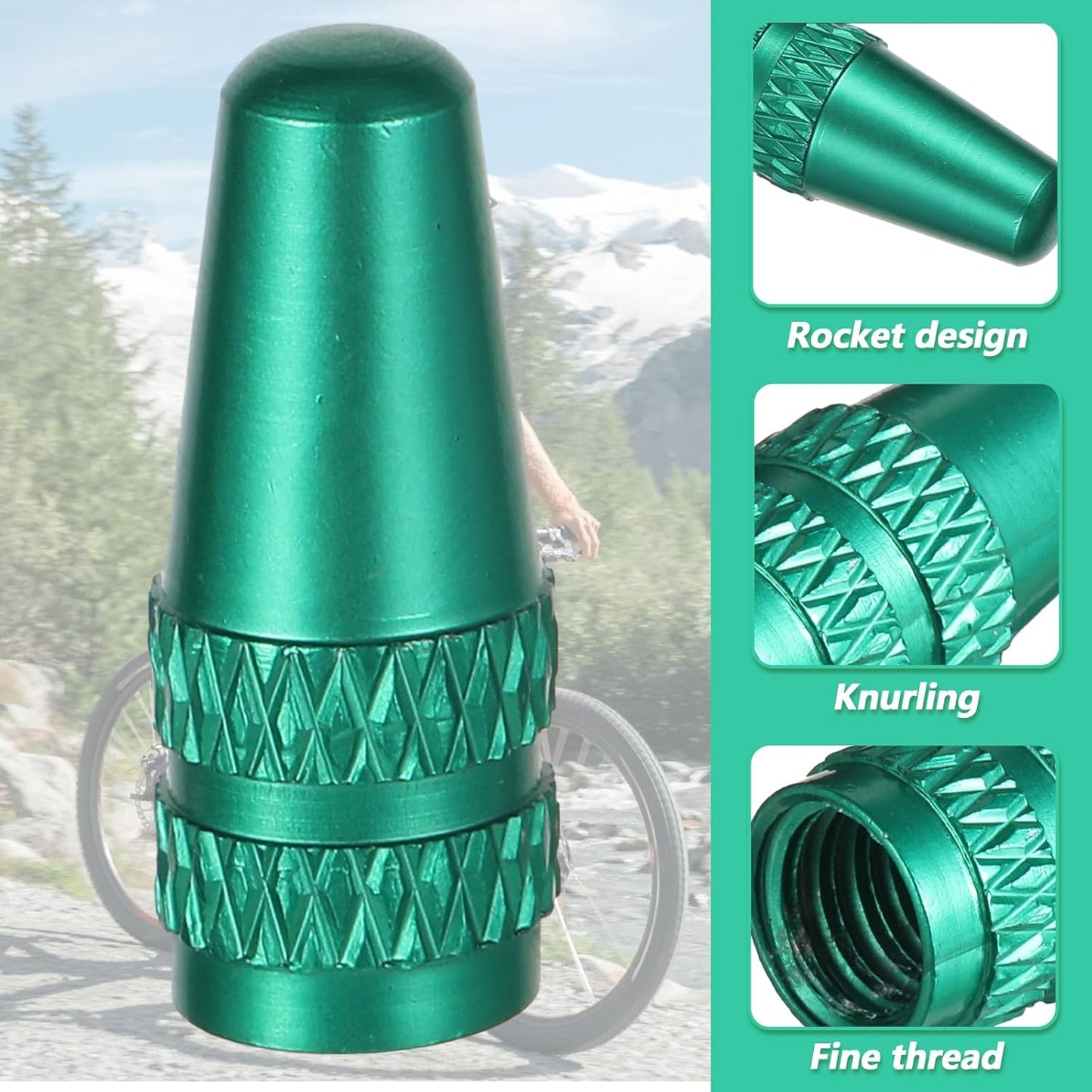 20 PCS Presta Valve Cap, 10 Colors Bike Valve Stem Caps, Aluminum Presta Cycling Valve Cap, French Valves Cap Dust Covers, Bicycle Air Tire Caps for MTB Road Racing Bicycle, Rocket Style