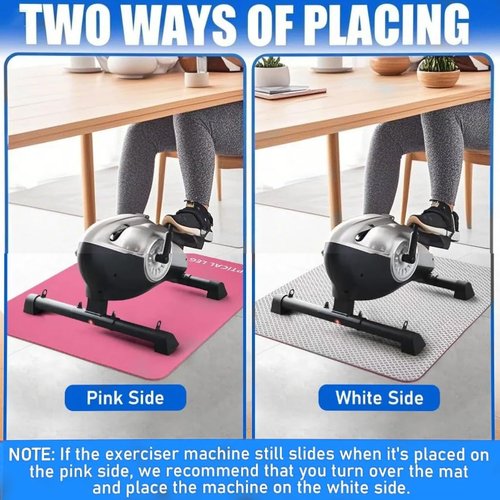 Damsale Non-Slip Workout Mat for Ellipse Leg Exercisers, Ellipse Machine Mat, 6mm Thick Exercise Mat for Under Desk Ellipticals, Electric Seated Foot Pedal Exerciser, Stability&Floor Protection Pink