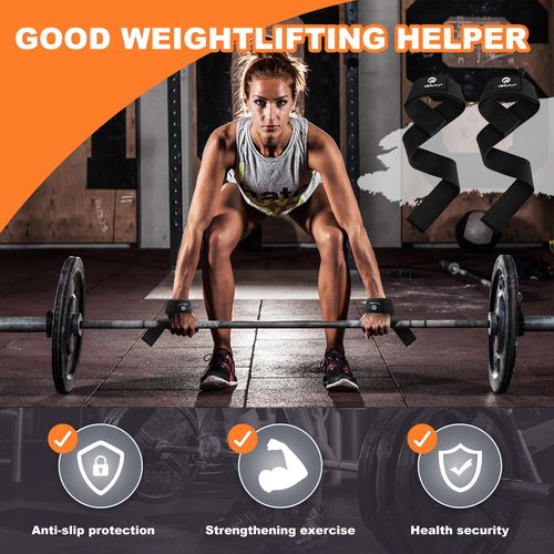NEALFIT Lifting Straps for Weightlifting, Wrist Straps for Weightlifting, Deadlifts, Bodybuilding, Strength Training, Weight Lifting Straps for Men&Women (Black)