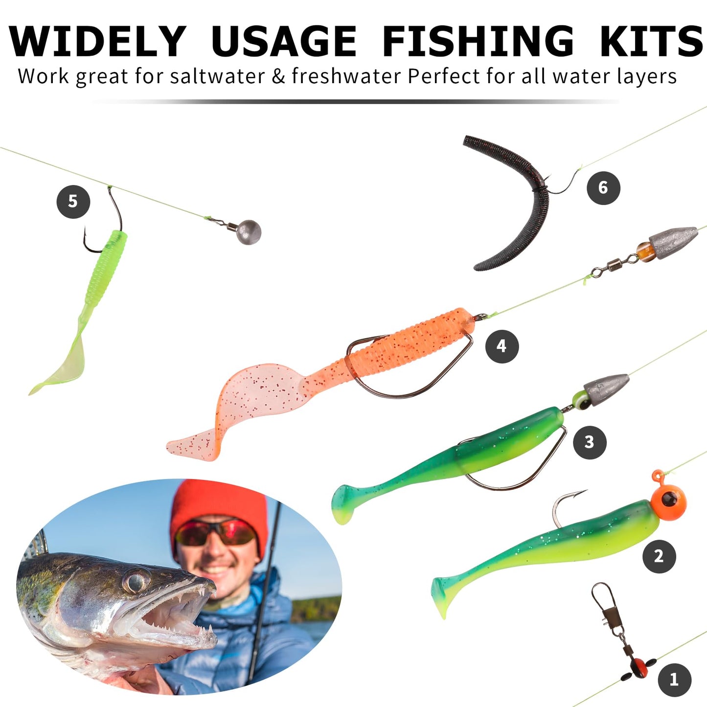 TRUSCEND Complete Fishing Lures - Tackle Box with Tackle Included - Crankbaits, Minnows, Frogs, Vibes, Poppers, Spinners, Spoons, Soft Baits, Hooks & Weights Accessories Kit for Bass Panfish Trout