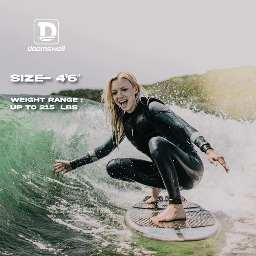 Doomswell Nitro Wakesurf Board – 4'6" Skim Wakesurf Board for Beginner & Intermediate Wake Surfing | Low Rocker, Single Fin, Compression-Molded High-Performance Design (Pink)
