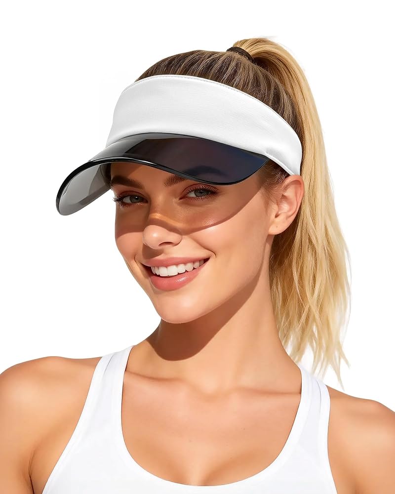 Transparent Sun Visor Hat for Women Men - UPF 50+ White Variation