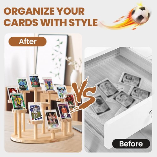 Wooden Trading Card Display Stand - PSA Graded Card Display Stand for 35pt Magnetic Cases, PSA Slabs Trading Cards and Sports Cards, Trading Sport Card Display Holder for Baseball, Basketball Cards