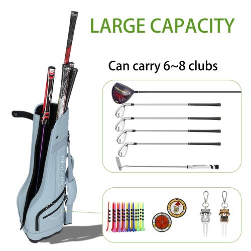 Golf Carry Bag PU Waterproof Small Lightweight Holds a Full Set of Clubs for Travel Driving Range Practice with Shoulder Strap Easy Transport for Women Men(Blue)