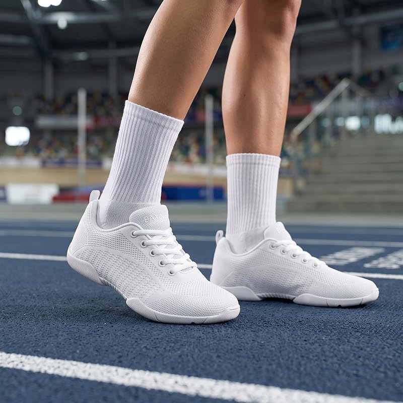 BAXINIER Girls White Cheerleading Shoes - Variation White 851-girls+2 Little Kid
