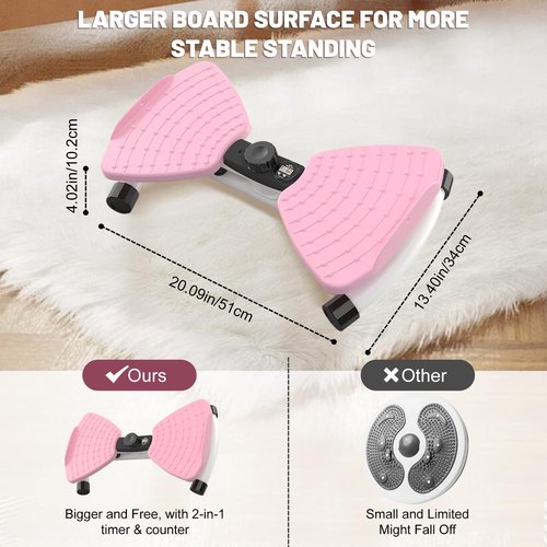 Waist Twisting Machine, Ab Twister Board for Exercise, Noiseless Exercise Waist Twister for Home Gym Equipment, 330 lbs Capacity | Track Time, Reps, Calories with Digital Display (Pink)