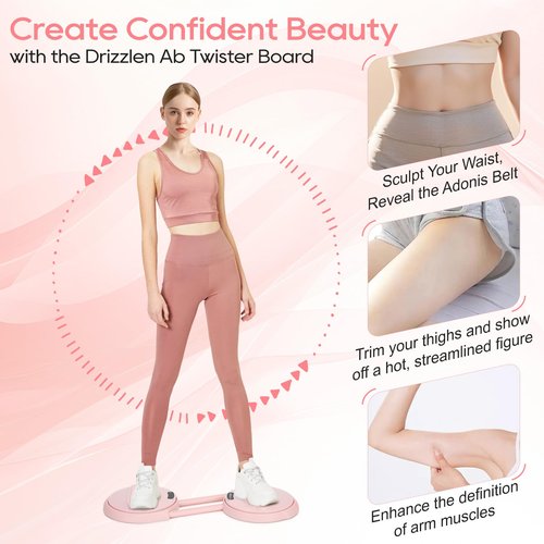 Ab Twister Board with 2 Resistance Bands,360° Waist Twisting Machine for Core Workout & Full-Body Toning,Waist Twister Board for Home Gym,Weight Loss & Slimming(pink) (pink)