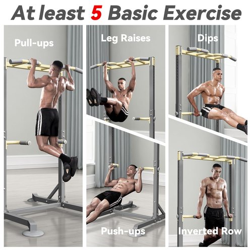 DONIUZ Multi-function Pull Up Station, Portable Workout Equipment with Pull Up Bar and Dip Station for Home Gym, Support 600lbs
