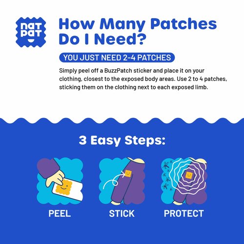 NATPAT BuzzPatch Mosquito Patches for Adults - Plant-Based Mosquito Patches, Non Toxic - The Original All Natural Citronella Essential Oil Insect Patch(40 Pack)