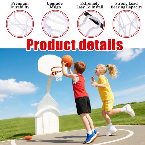 Mini Basketball Nets Replacement for 8"-10.25" Basketball Rims 8 Pcs White Nylon Small Basketballs Hoop Net with 8 Loops Basketballs Rims Thicker Ropes Weaved All Weather
