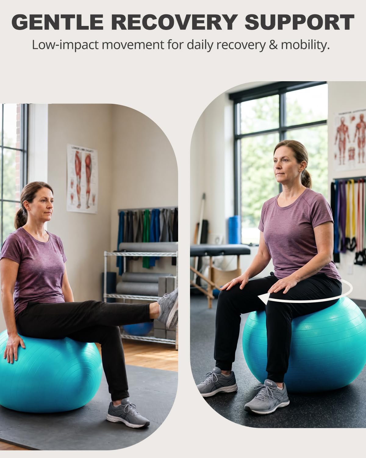 Trideer Extra Thick Yoga Ball Exercise Ball, 5 Sizes Gym Ball, Heavy Duty Ball Chair for Balance, Stability, Pregnancy, Quick Pump Included
