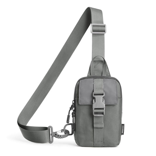 G4Free Waterproof Mini Crossbody Sling Bag, Small Chest Fanny Pack for Men, Lightweight Travel Sports Purse (Grey)