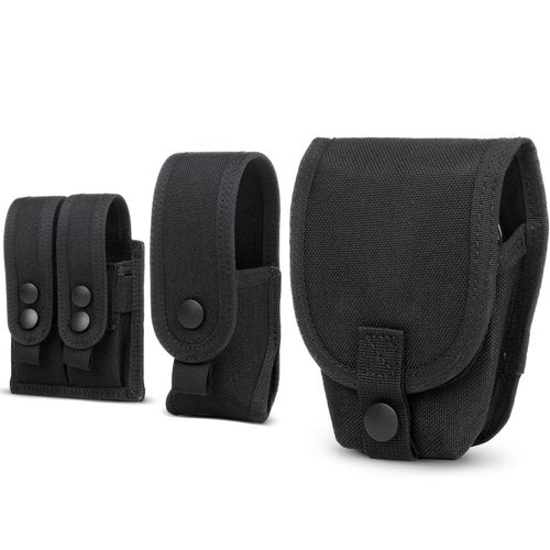 VISMIX 3 Sets of Holsters for Duty Belt, Handcuff Holster/Spray Holster/Double Magazine Pouch Case Sheath Snap Strap for Police Security Law Enforcement