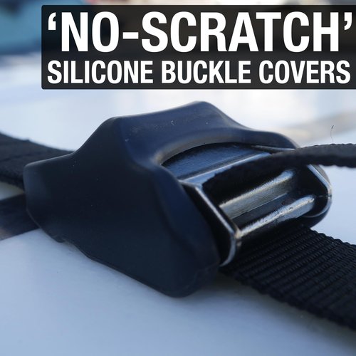 Ho Stevie! Surfboard Tie Down Straps (Pair) for Roof Rack Crossbars - Easy to Use - 'No Scratch' Silicone Buckle Covers Prevent Damage