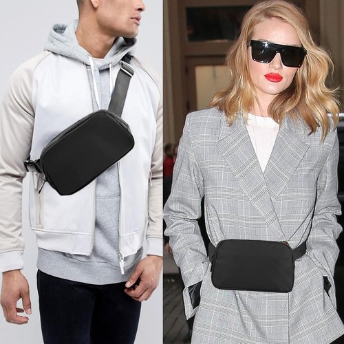 Mini Belt Bag Black Fanny Pack for Women Men Fashionable Small Waist Pack Crossbody Bag for Running,Hiking,Jogging,Cycling (Black fanny bag)