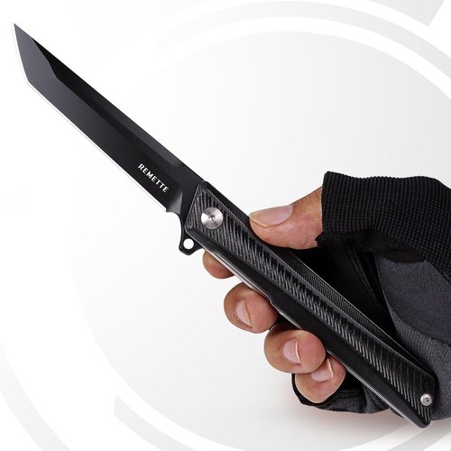 REMETTE Pocket Knife GD22K, Flipper Open 3.6" D2 Steel Tanto Folding knife with Durable G10 Handle,Men Women Everyday Carry EDC Knife,Sharp Camping Hiking Daily Work Knives