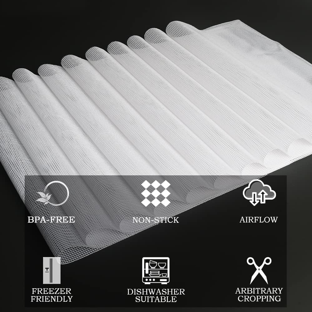 Kispog Silicone Dehydrator Sheets for Excalibur: Stop Dried Food Sticking to Tray - Save 60 Minutes Cleaning - Easy Lift-Off & Intact Food - BPA-Free Tray Liners for Fruit Jerky Herbs - 14x14 10-Pack