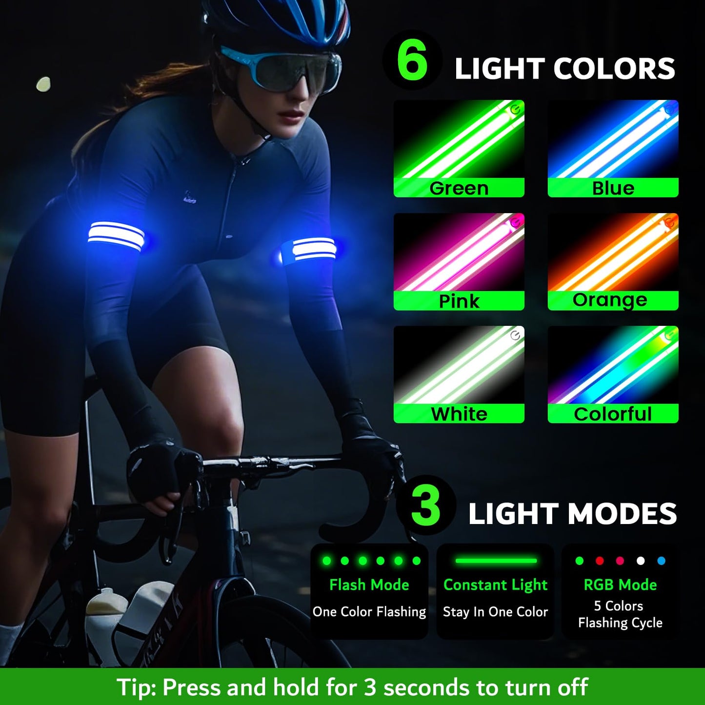 LED Armband for Running(2 Pack),Light Up Arm Bands for Night Walking Running,Rechargeable Lights for Runners,High Visibility Reflective Running Gear Adjustable Light Up Wristbands (Blue, Regular)
