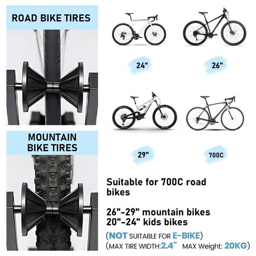 Favoto Folding Bike Stand Floor - Mountain & Road Bicycles Indoor Outdoor Garage Storage - Bicycle Parking Rack Foldable Fit 20”-29” Bikes (1 Bike Rack)