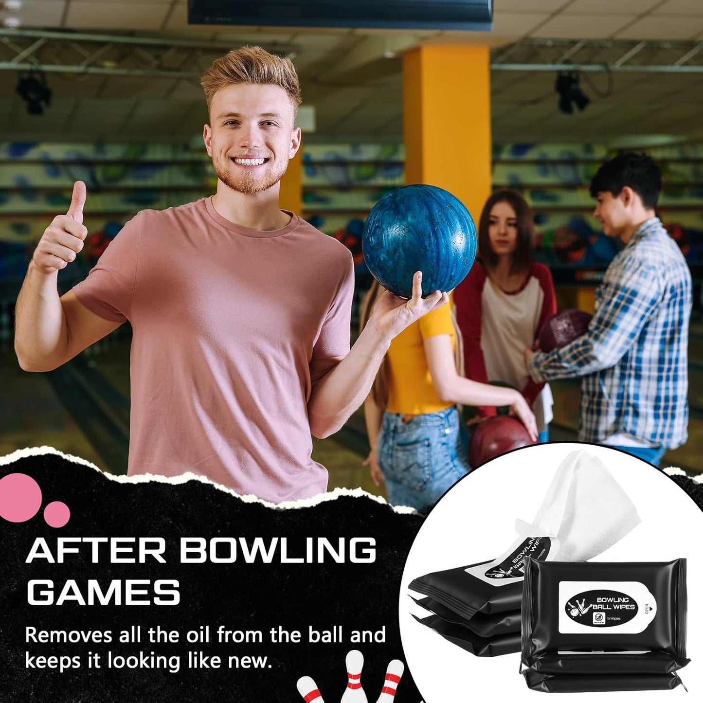 12 Pack Bowling Ball Cleaning Wipes Cleaner Kit Bowling Wipes to Wipe Off Ball Accessories 5 Per Pack
