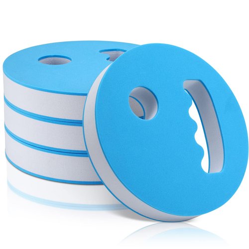 Hungdao 4 Pcs Water Exercise Discs Water Weights for Pool Exercise Set EVA Foam Aerobic Equipment for Adults Hand Held Pool Resistance for Swimming Beginners Arthritis(White and Blue)