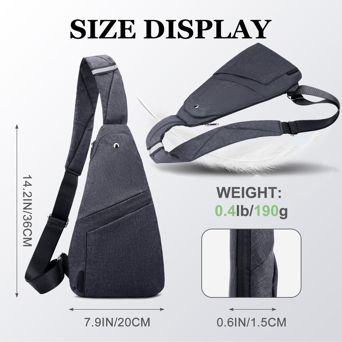 TOLOG Flat Anti-Theft Sling Bag for Women and Men Small Slim Crossbody Bag Hidden Pocket Pack for Travel Hiking Casual Daily