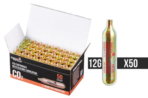 Lancer Tactical High Pressure 12 Gram CO2 Cartridges w/Silicone Oil for Airsoft/Airguns - (Pack of 50)